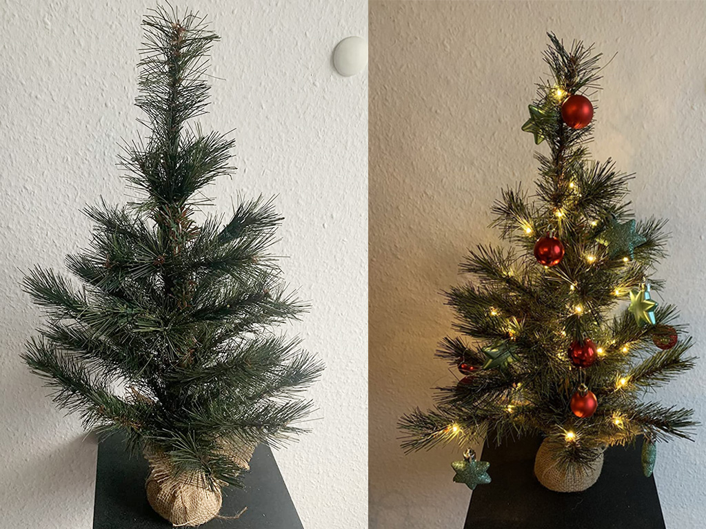 Vor der Haustür kleiner künstlicher Weihnachtsbaum 60 cm Kunststoff Energiesparende LED
