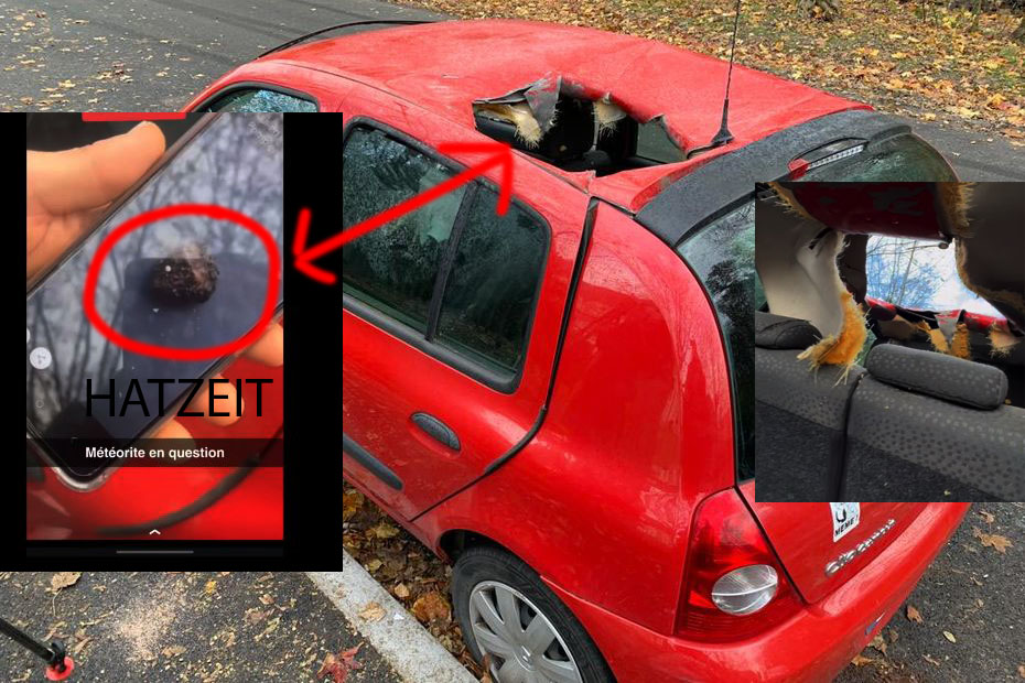 Meteorit trifft roten Renault in Straßburg